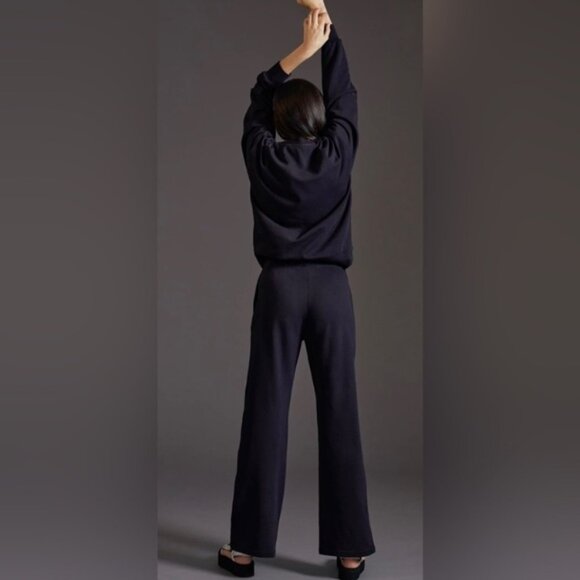 Favorite Daughter Black Pull On Wide Leg 100% Cotton Sweatpants - Size Medium - Picture 8 of 8